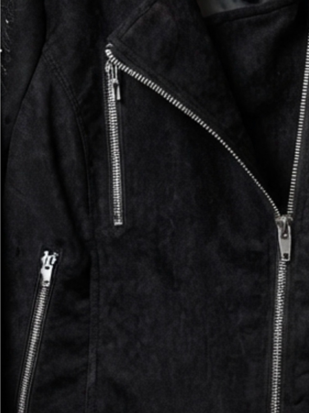 NWT Buffalo David Bitton Black Studded Faux Suede / Microsuede Moto Jacket - Picture 4 of 9